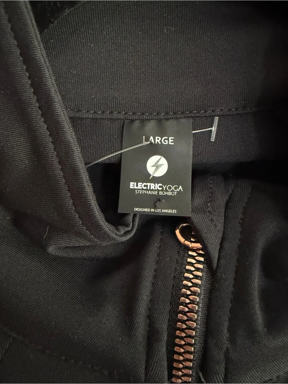 Electric Yoga Black Jacket with Rose Gold Zipper Size Large